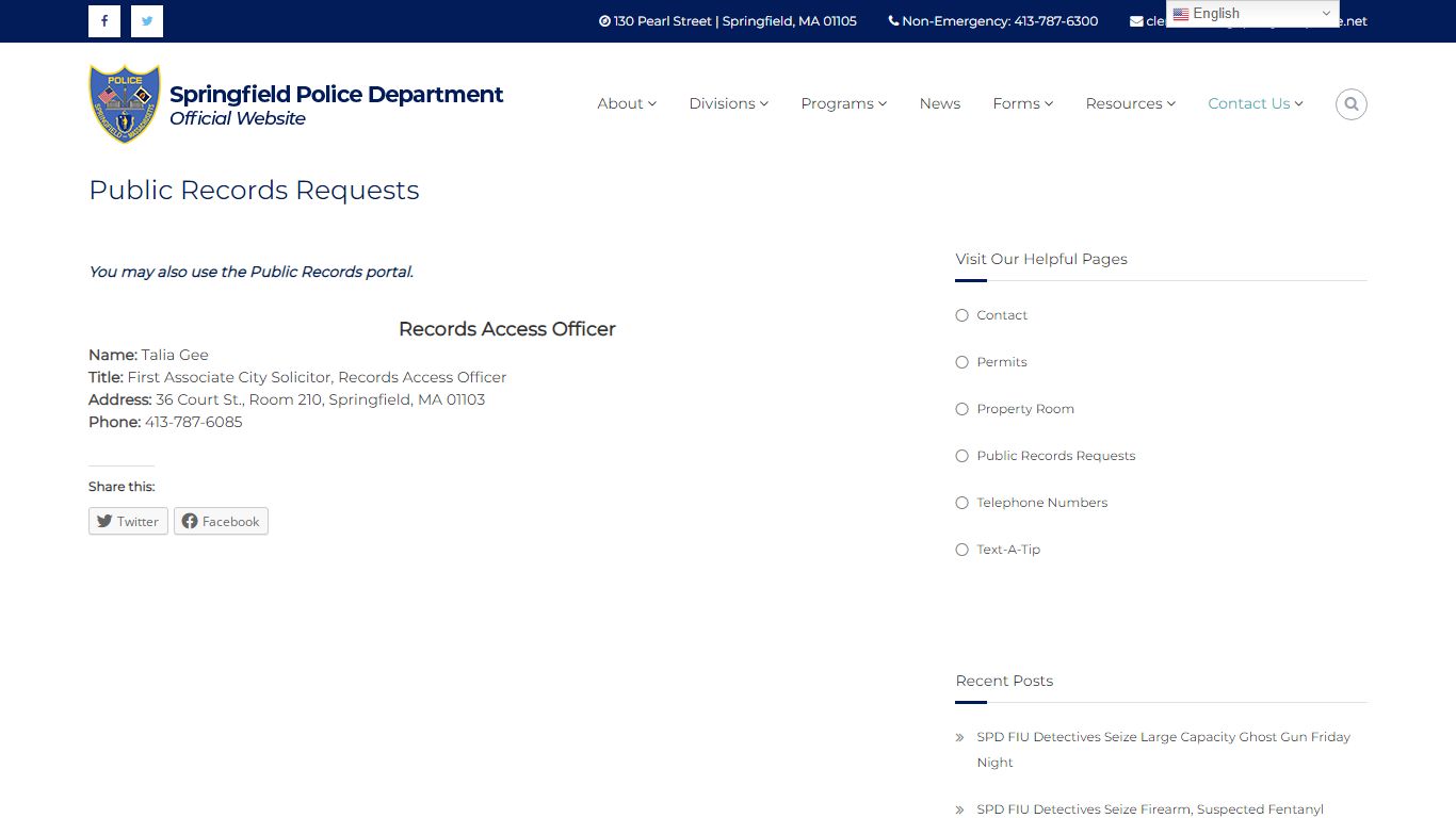 Public Records Requests - Springfield Police Department